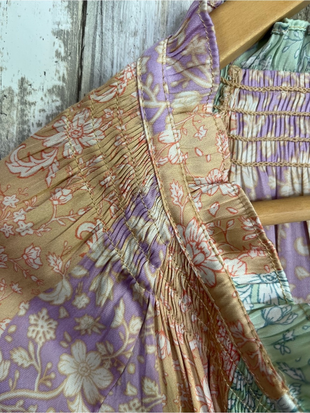 Current Air Patchwork Floral Blouse Boho Cottagecore Lightweight Top XS - Picture 5 of 6